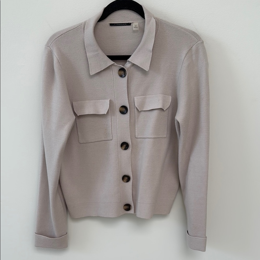 Tahari Women's Khaki Asweater Jacket